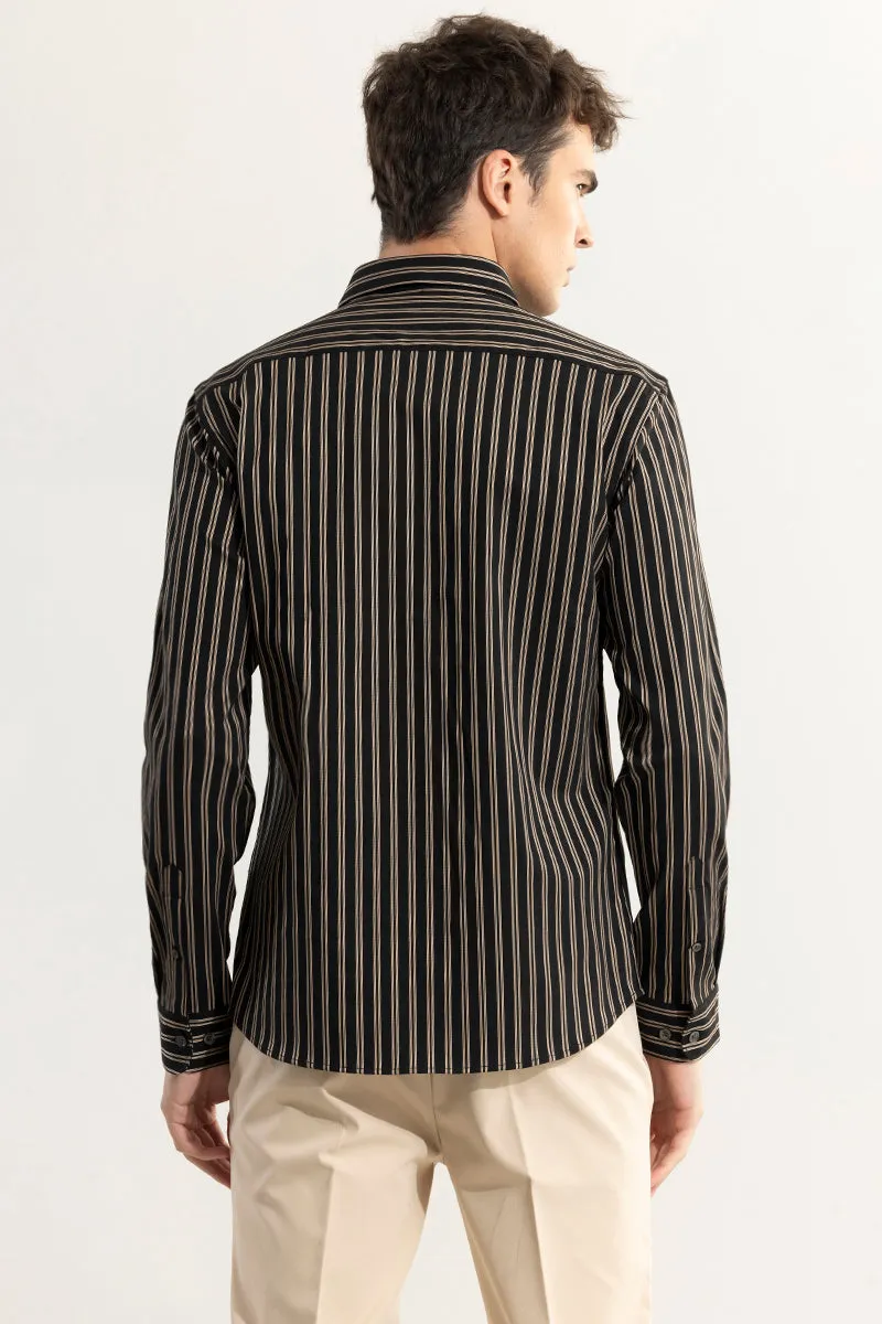 Dual Stripe Line Black Shirt