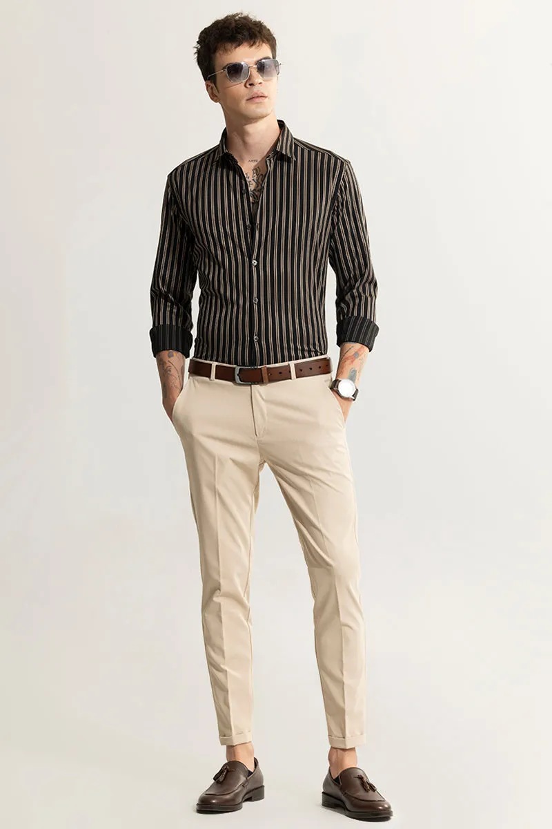 Dual Stripe Line Black Shirt