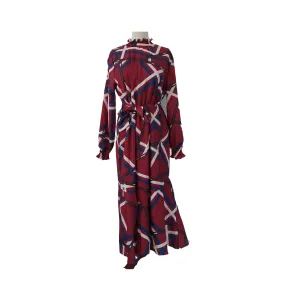 ELLA Maroon Printed Midi Dress | gently Used |