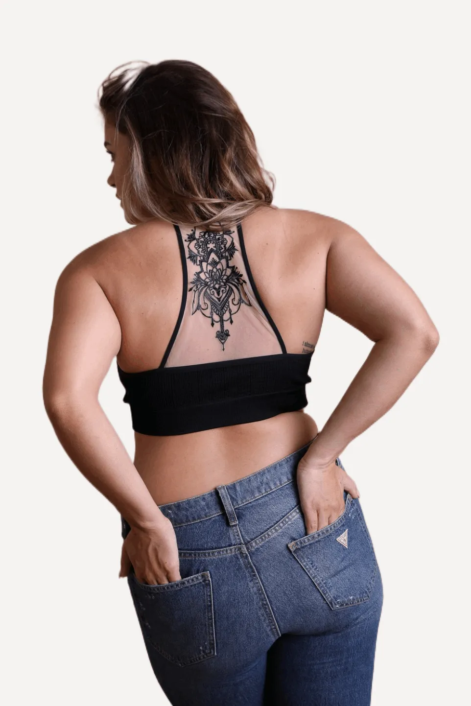 Embroidered Mesh Racerback Bralette 1-3X