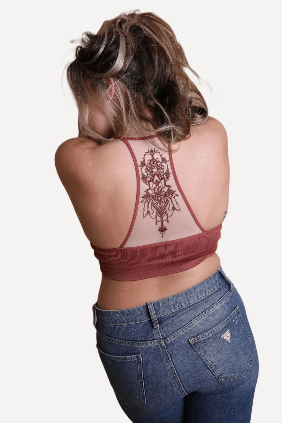 Embroidered Mesh Racerback Bralette 1-3X