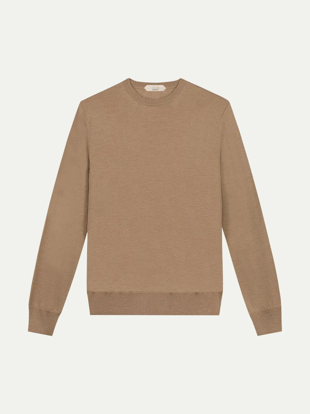 Extrafine Merino Crew Neck Sweater Beige