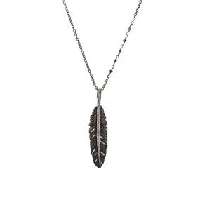 Feather 52mm Pendant Necklace with Diamonds