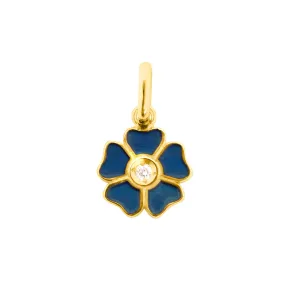 Flower Lapis Diamond Pendant, Yellow Gold