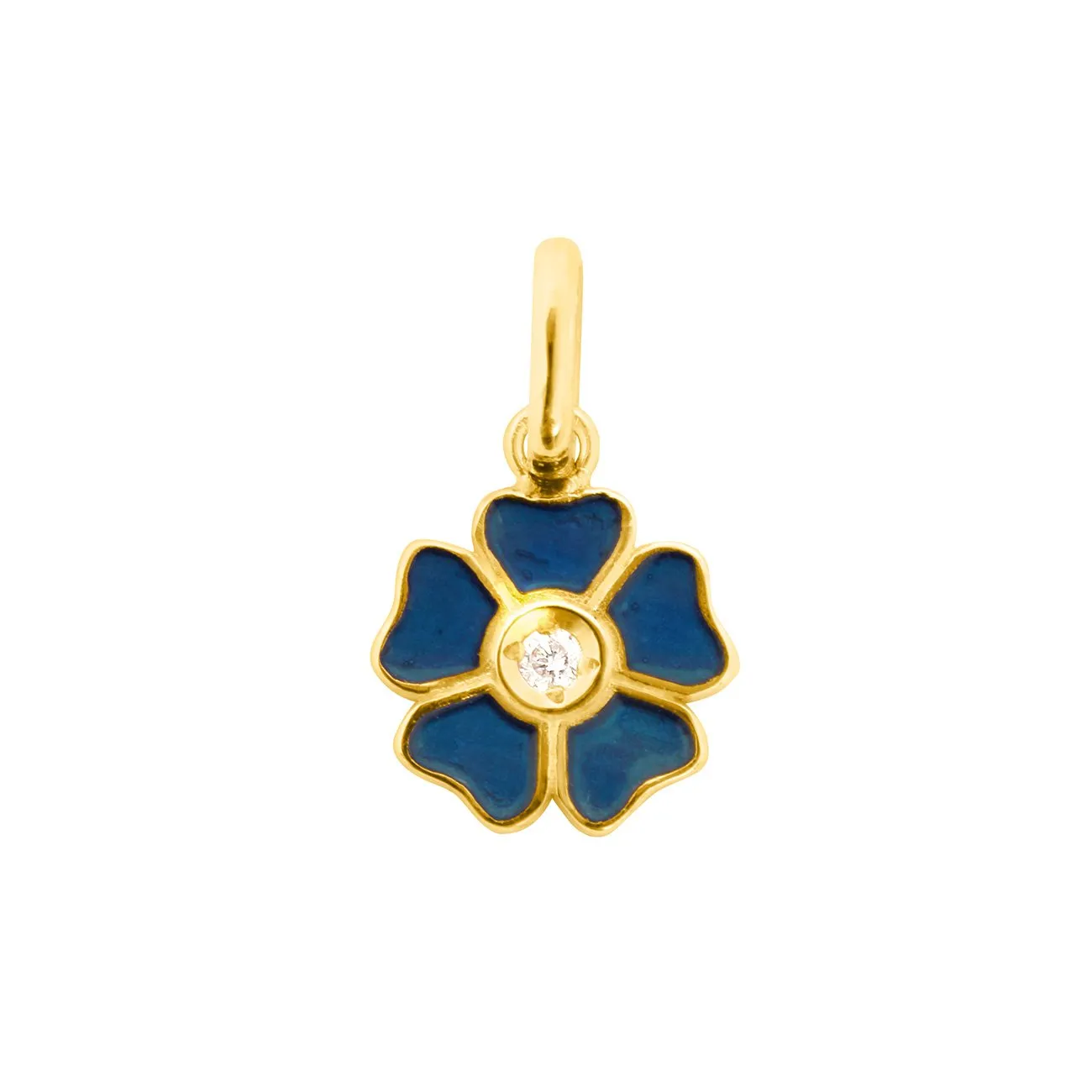 Flower Lapis Diamond Pendant, Yellow Gold