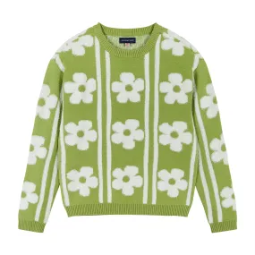 Flower Sherpa Sweater  | Green