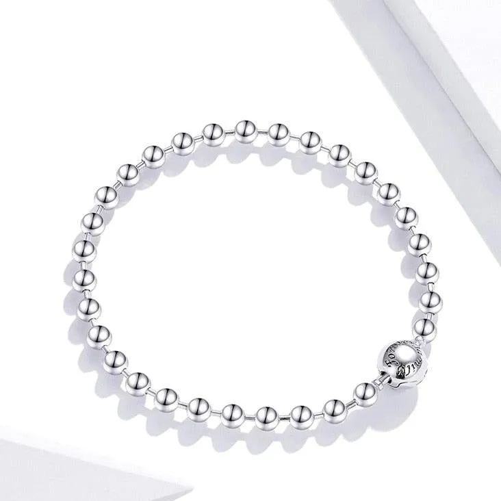 Forever Love Charm Jewelry GX250 - 925 Sterling Silver Round Bead Bracelet