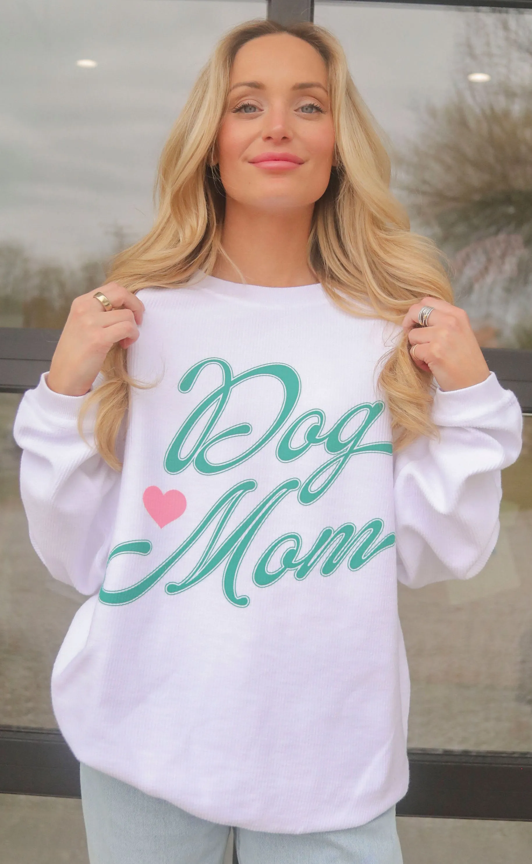 friday   saturday: dog mom corded sweatshirt