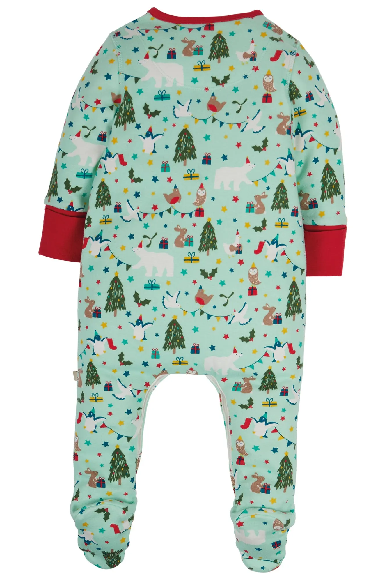 Frugi Arctic Aqua Let's Party Lovely Babygrow