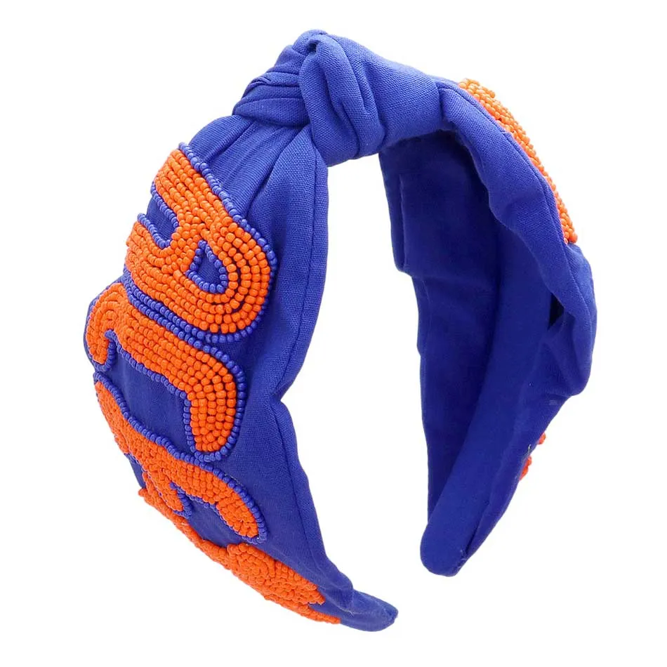 Game Day Seed Beaded ACE Message Star Knot Burnout Headband