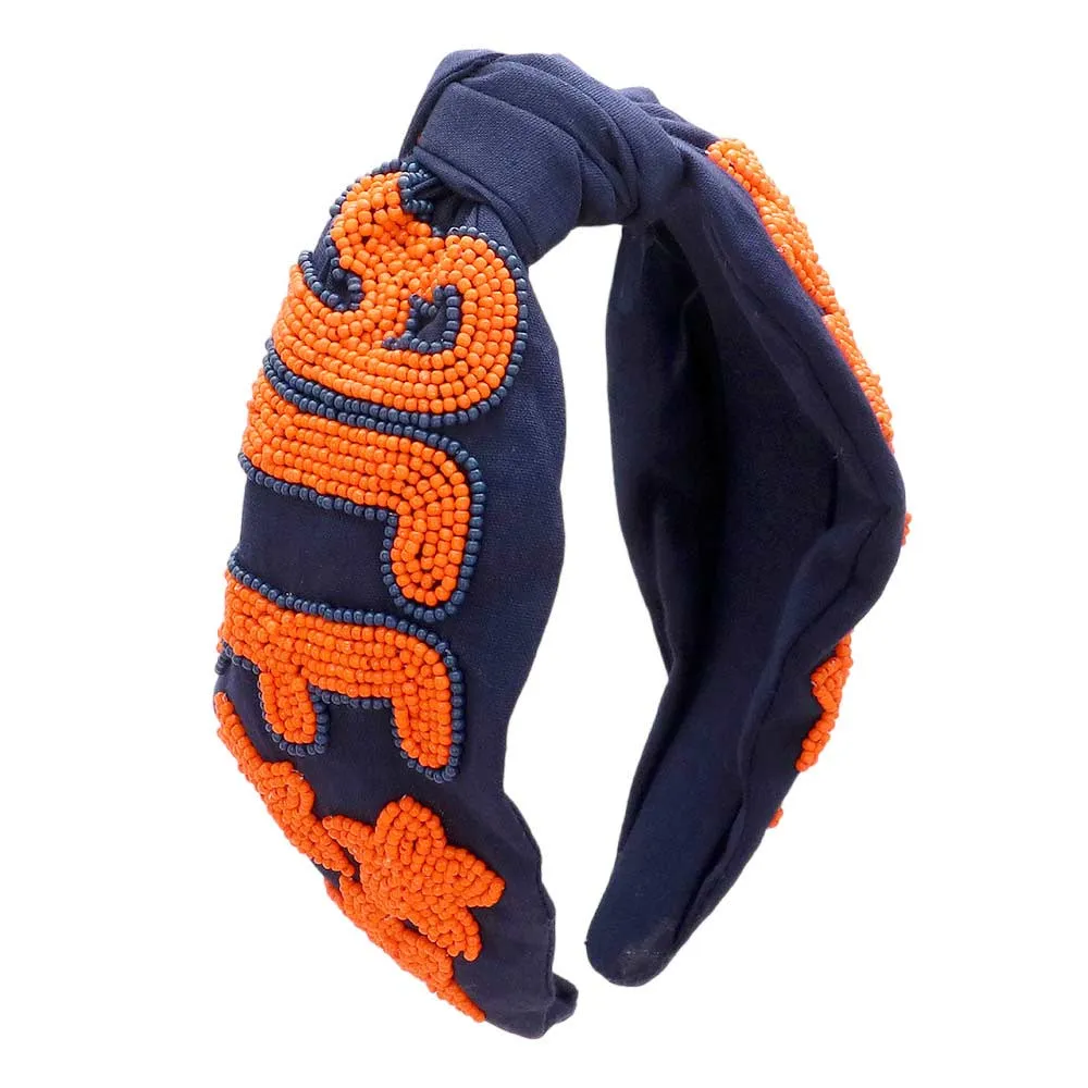 Game Day Seed Beaded ACE Message Star Knot Burnout Headband