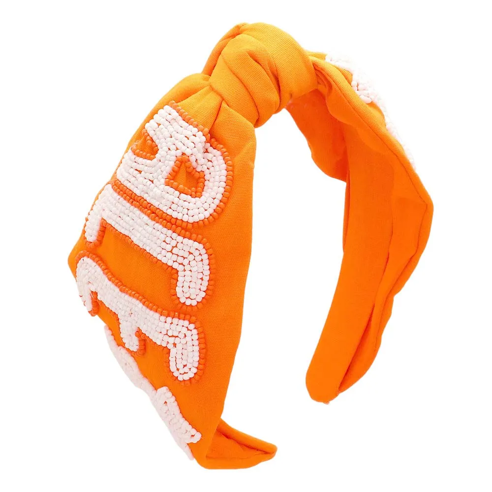 Game Day Seed Beaded ACE Message Star Knot Burnout Headband