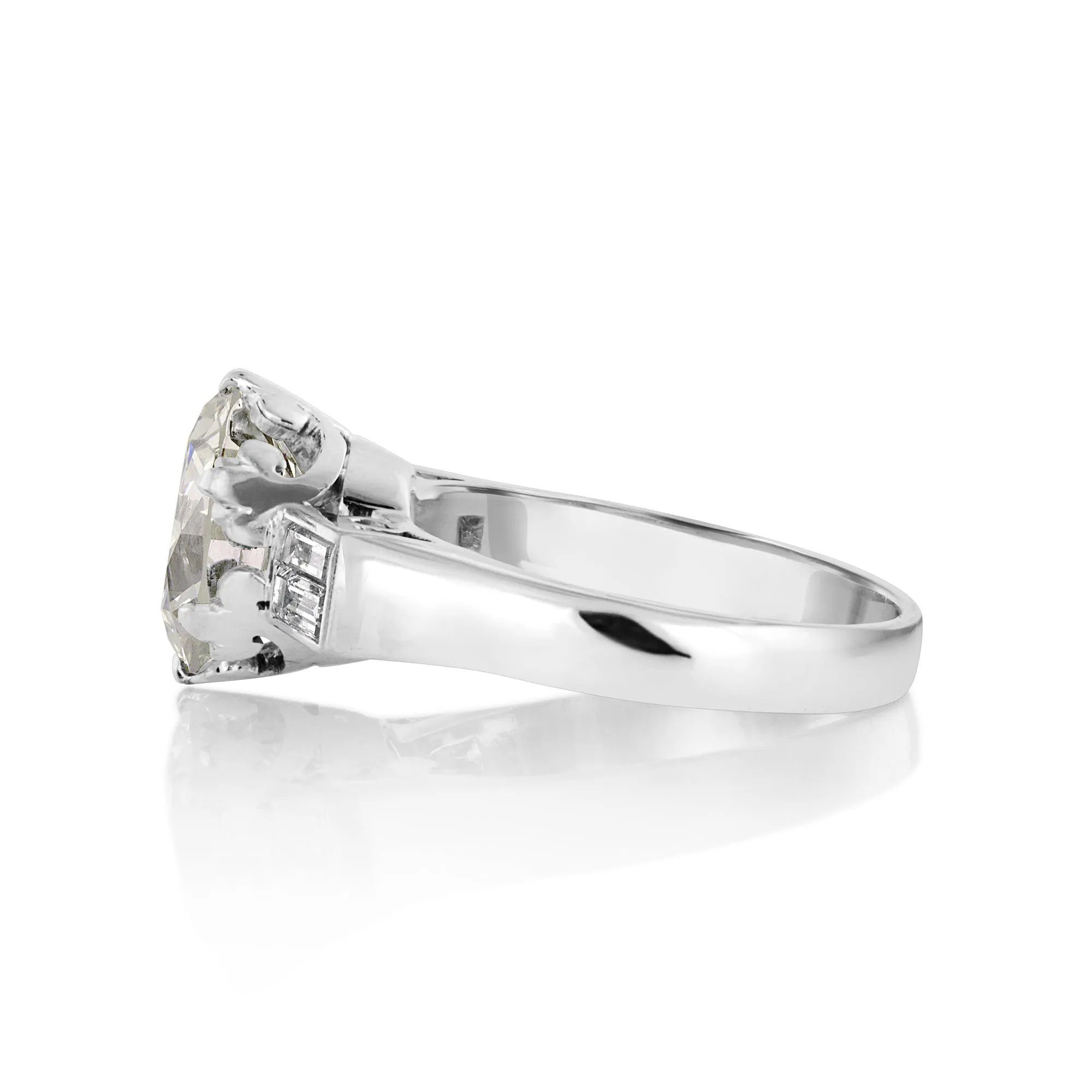 GIA Art Deco 3.55ct OLD European Diamond Engagement Antique Vintage Platinum Ring