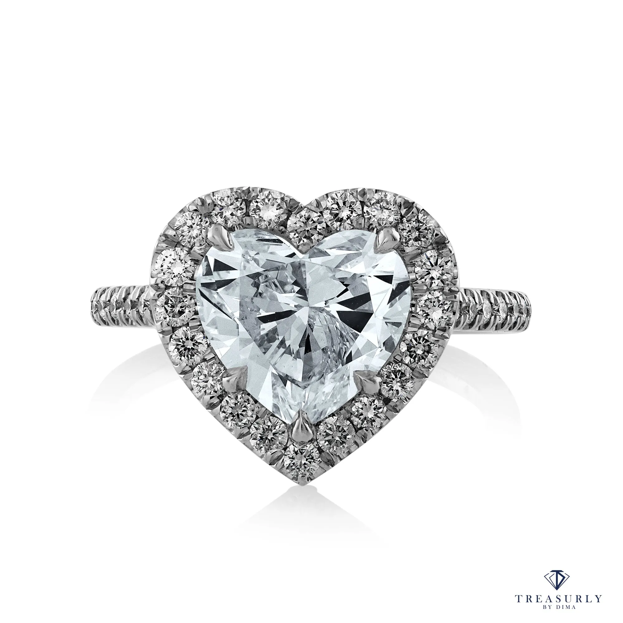 GIA shy 4.0ctw HEART Shaped Diamond Halo Estate Vintage Engagement Platinum Ring