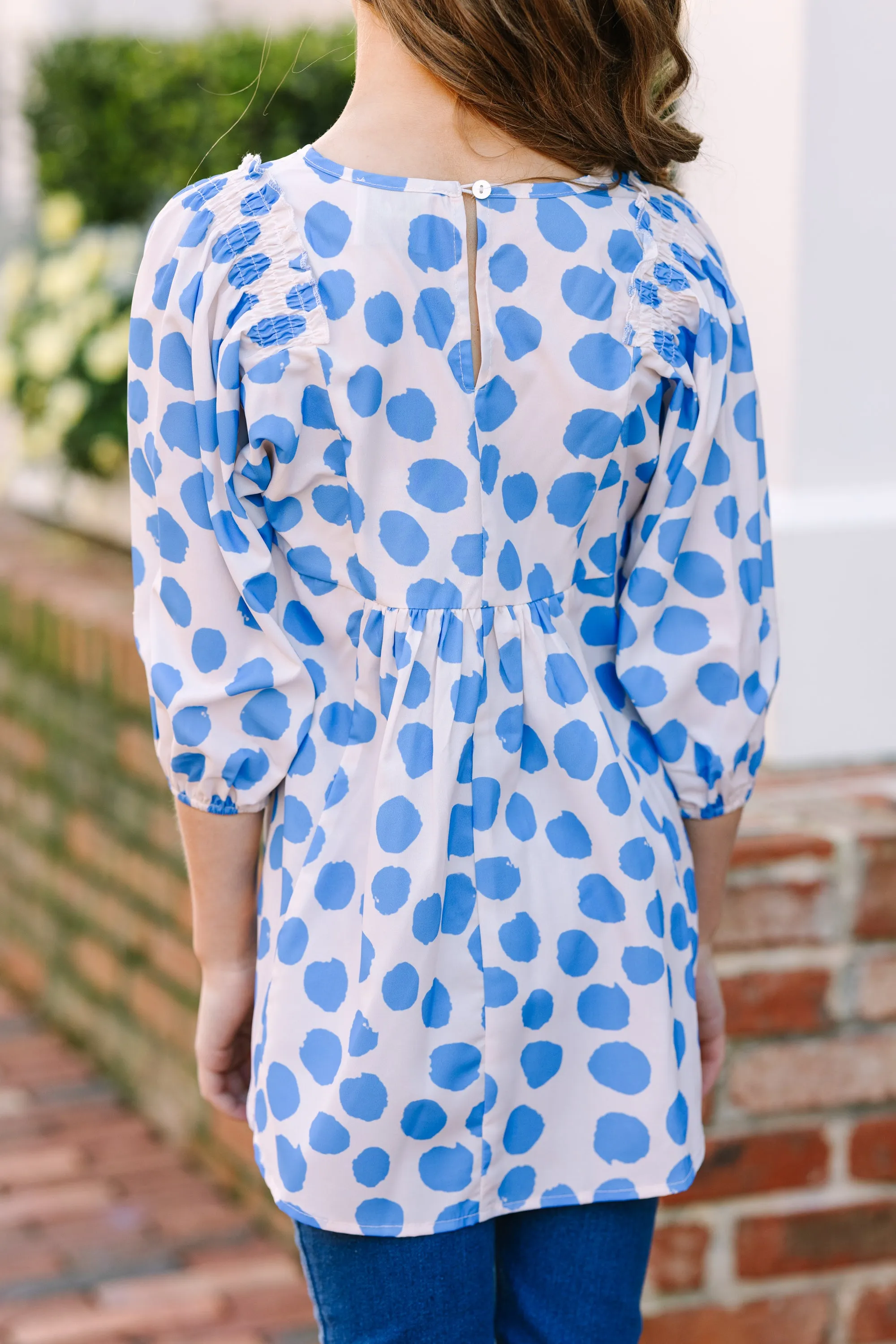 Girls: Feeling Wild Light Blue Polka Dot Tunic