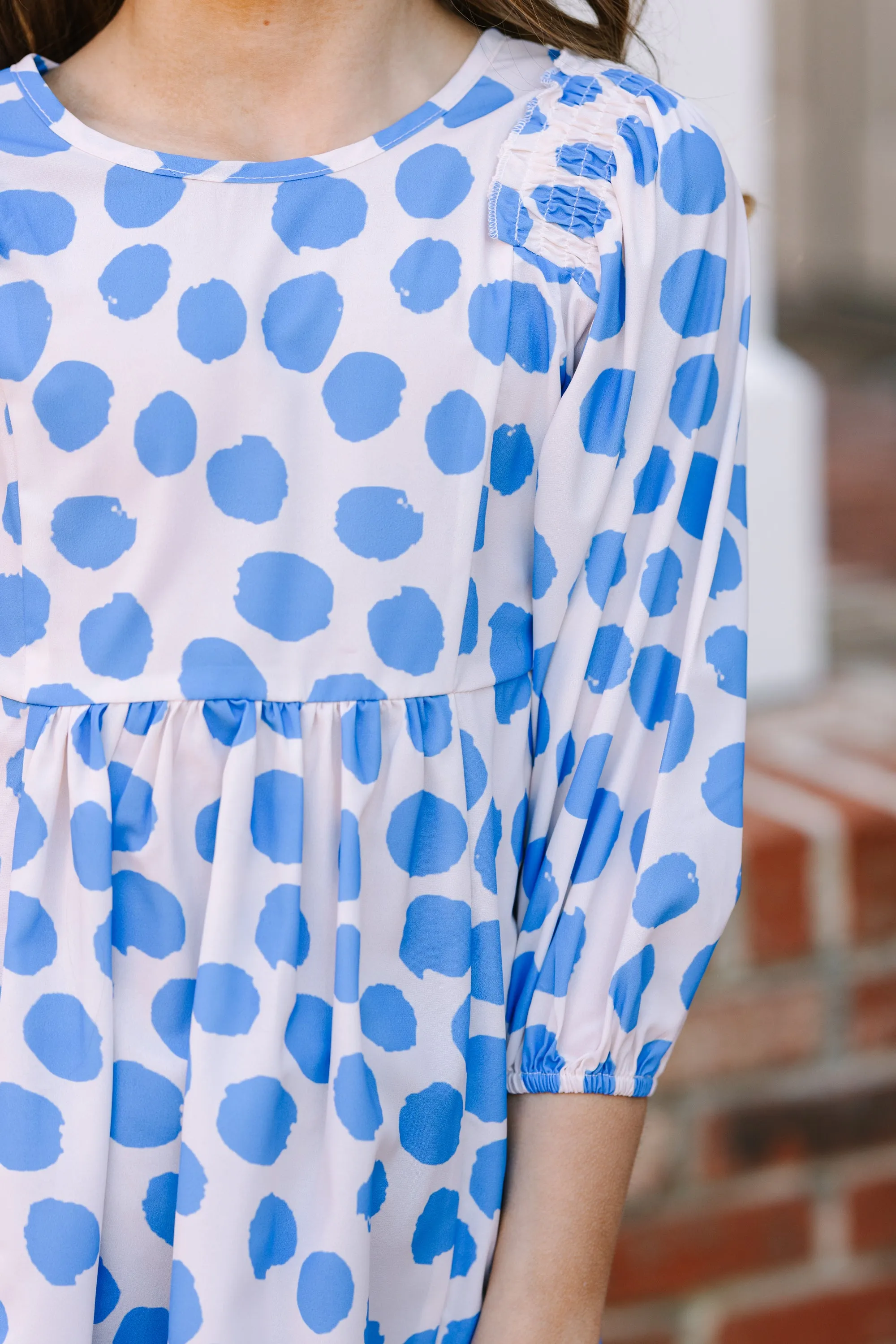 Girls: Feeling Wild Light Blue Polka Dot Tunic