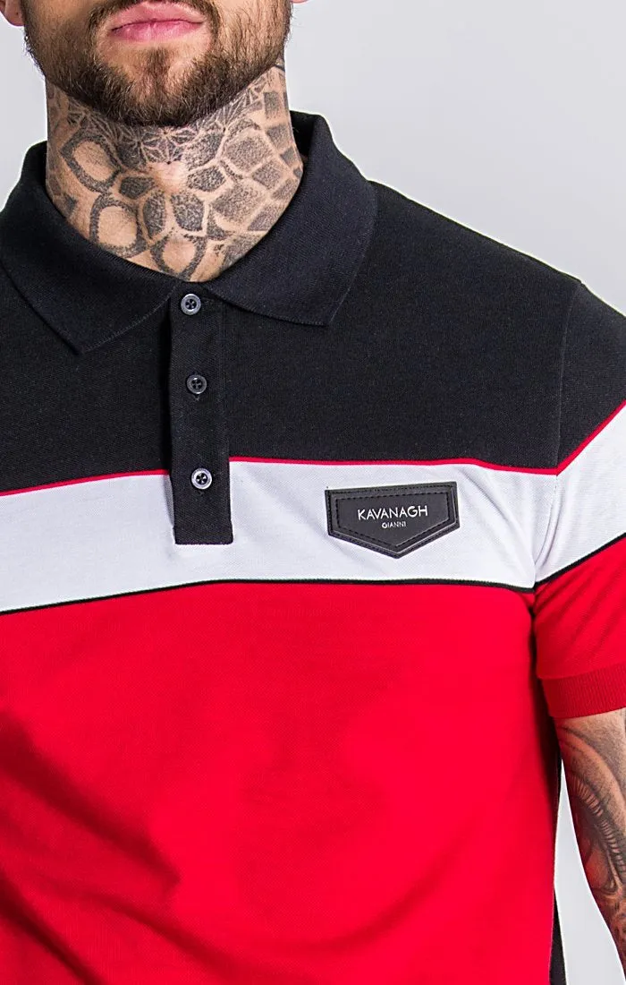 GK Red Asymmetric Block Polo With Piping Detail