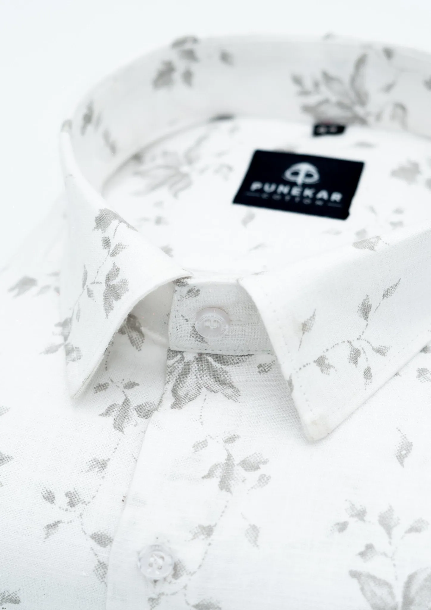 Grey White Color Floral Printed Shirt For Men