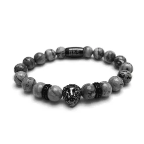 Gun Black Lion & Grey Stones Bracelet