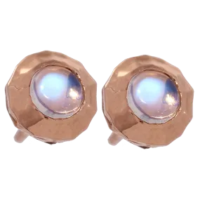 Hammered Rose Gold Moonstone Studs