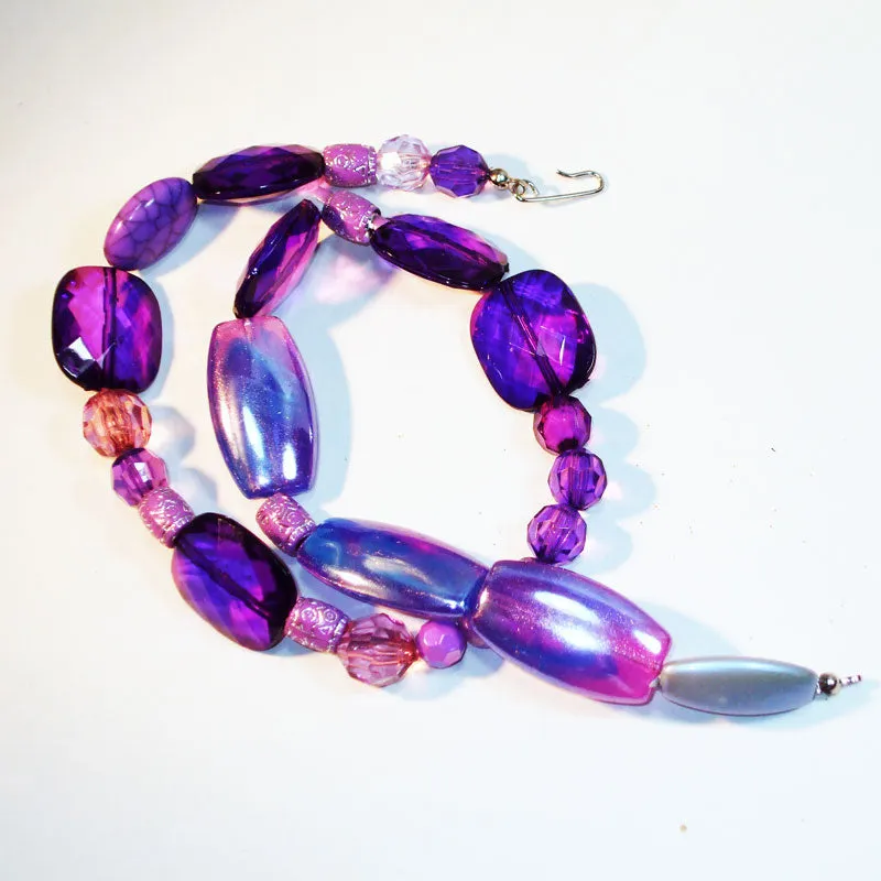 Harlee Purple Beaded Big Necklace