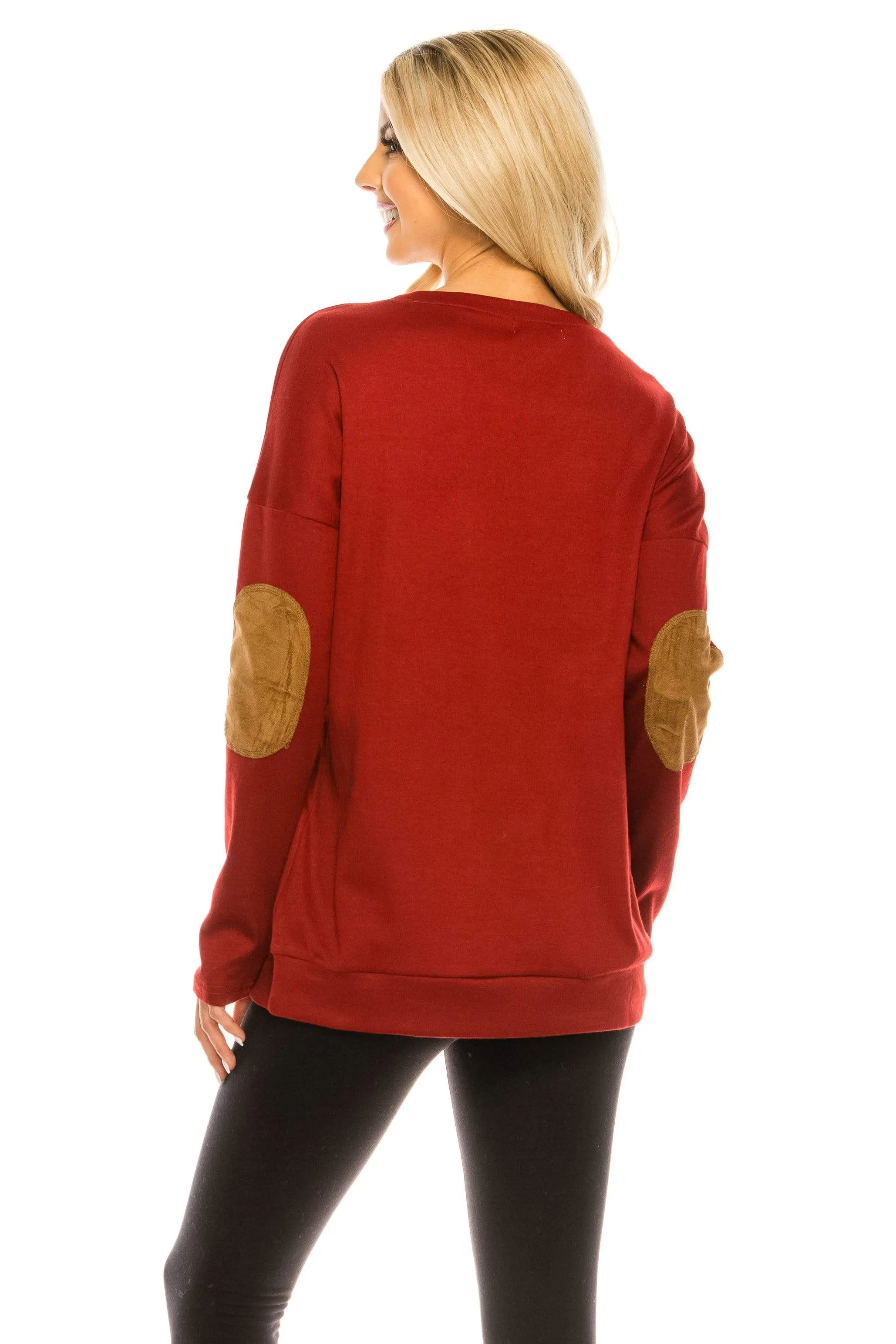 Haute Edition Women's Thanksgiving Tunic Elbow Patch Graphic Tees