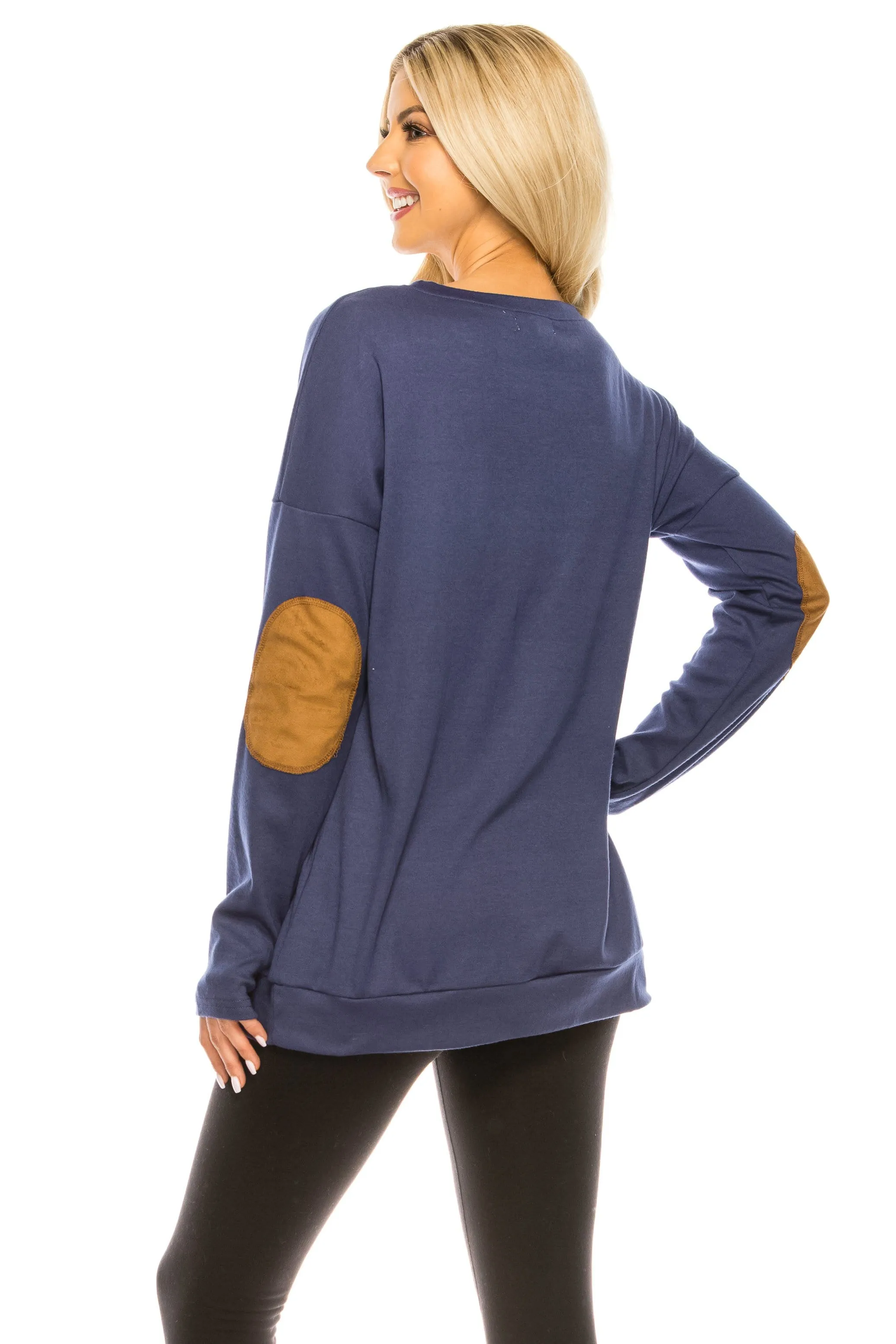 Haute Edition Women's Thanksgiving Tunic Elbow Patch Graphic Tees