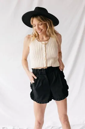 High Rise Ruffled Hem Shorts