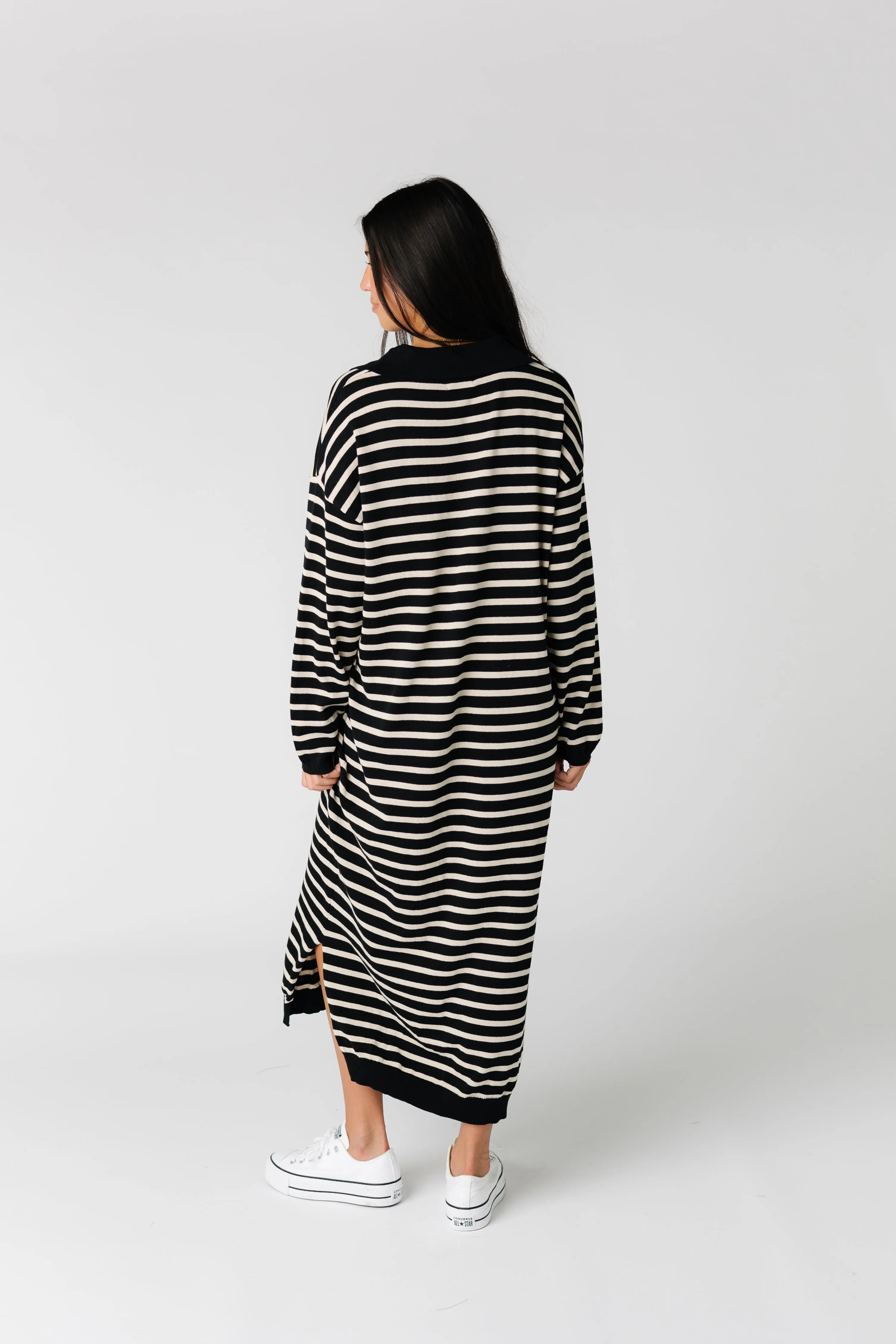 Hunter Striped Collar Sweater Dress