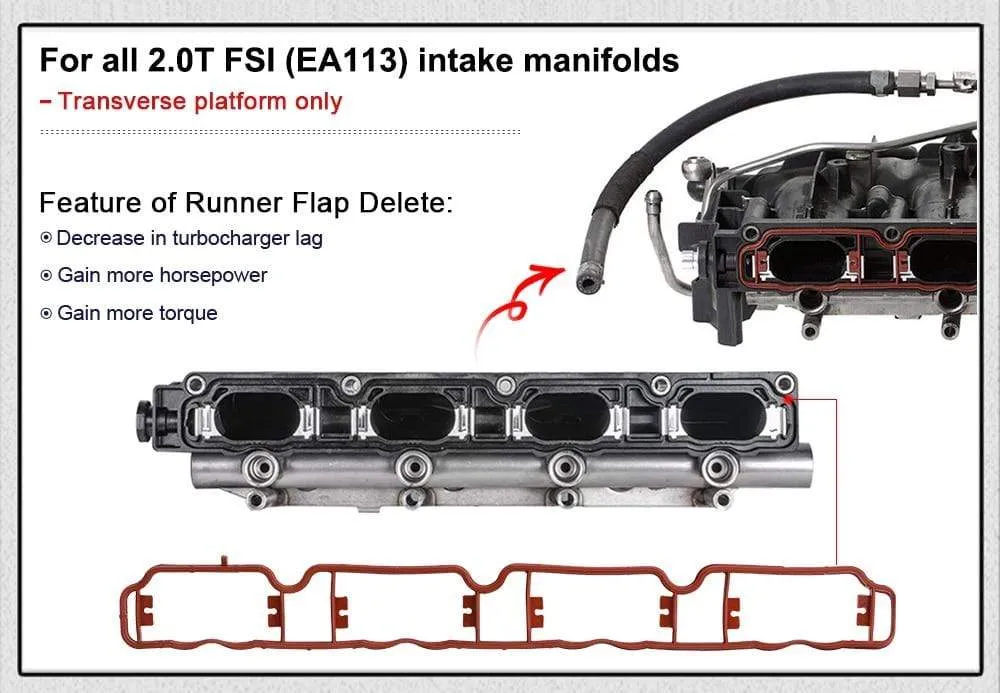 Intake manifold Runner Flap Delete Swirl Flap Flaps Gasket for Audi/VW EA113 2.0 TFSI PQY-IMK07