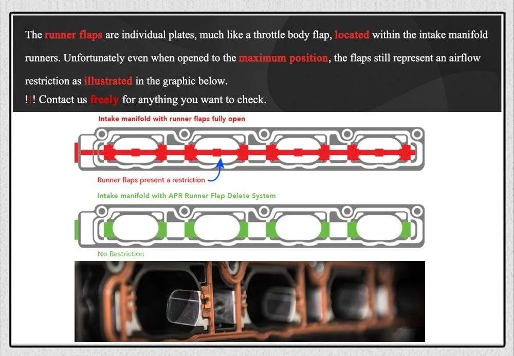 Intake manifold Runner Flap Delete Swirl Flap Flaps Gasket for Audi/VW EA113 2.0 TFSI PQY-IMK07