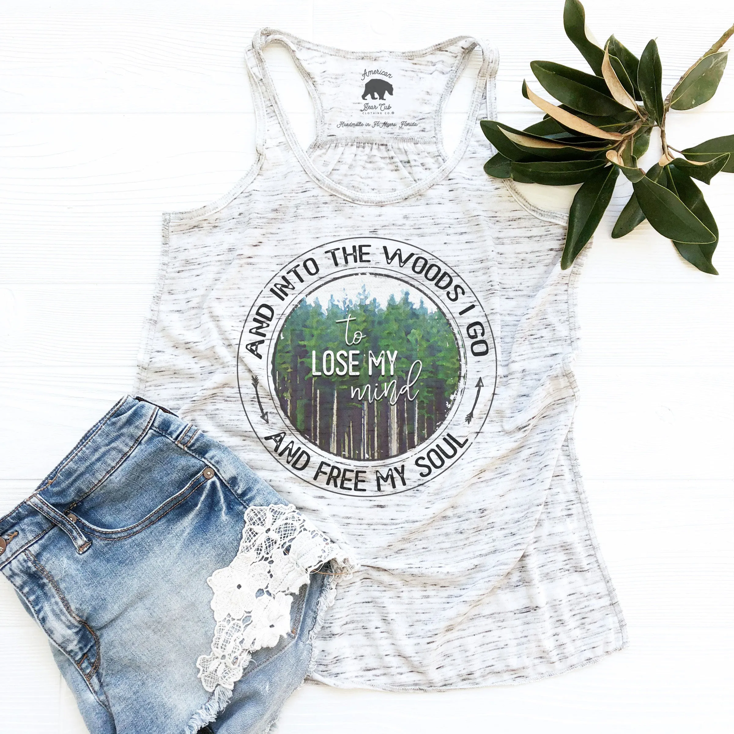 Into The Woods I Go flowy racerback tank top