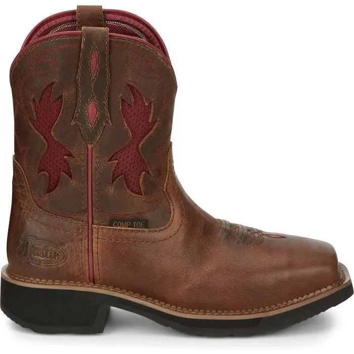 Justin Women's Lathey 8 Nano CT Western Work Boot -Brown- GY9962