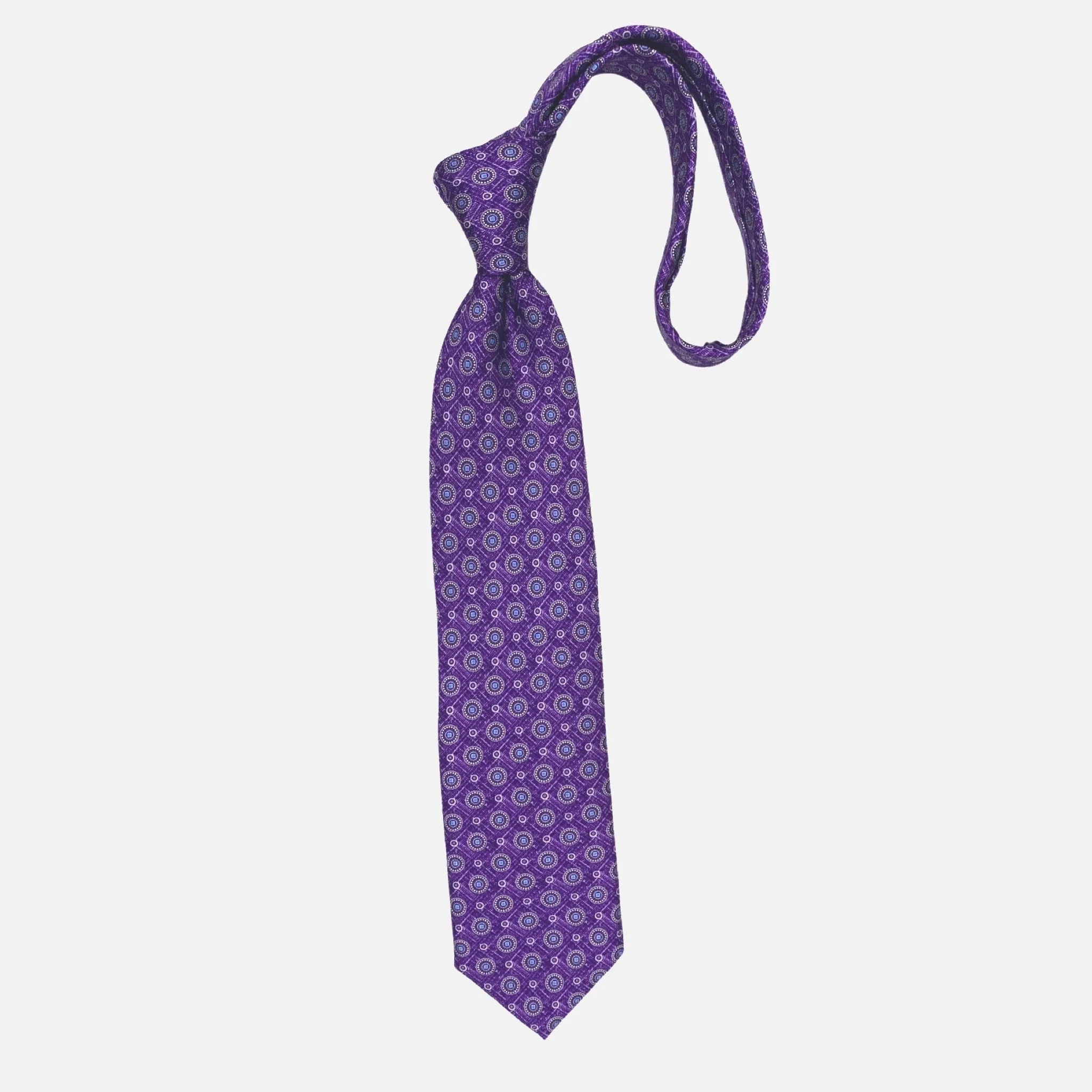 JZ Richards Purple Silk Tie - Elegance Enhanced with Blue and Silver Accents - Handmade in the USA