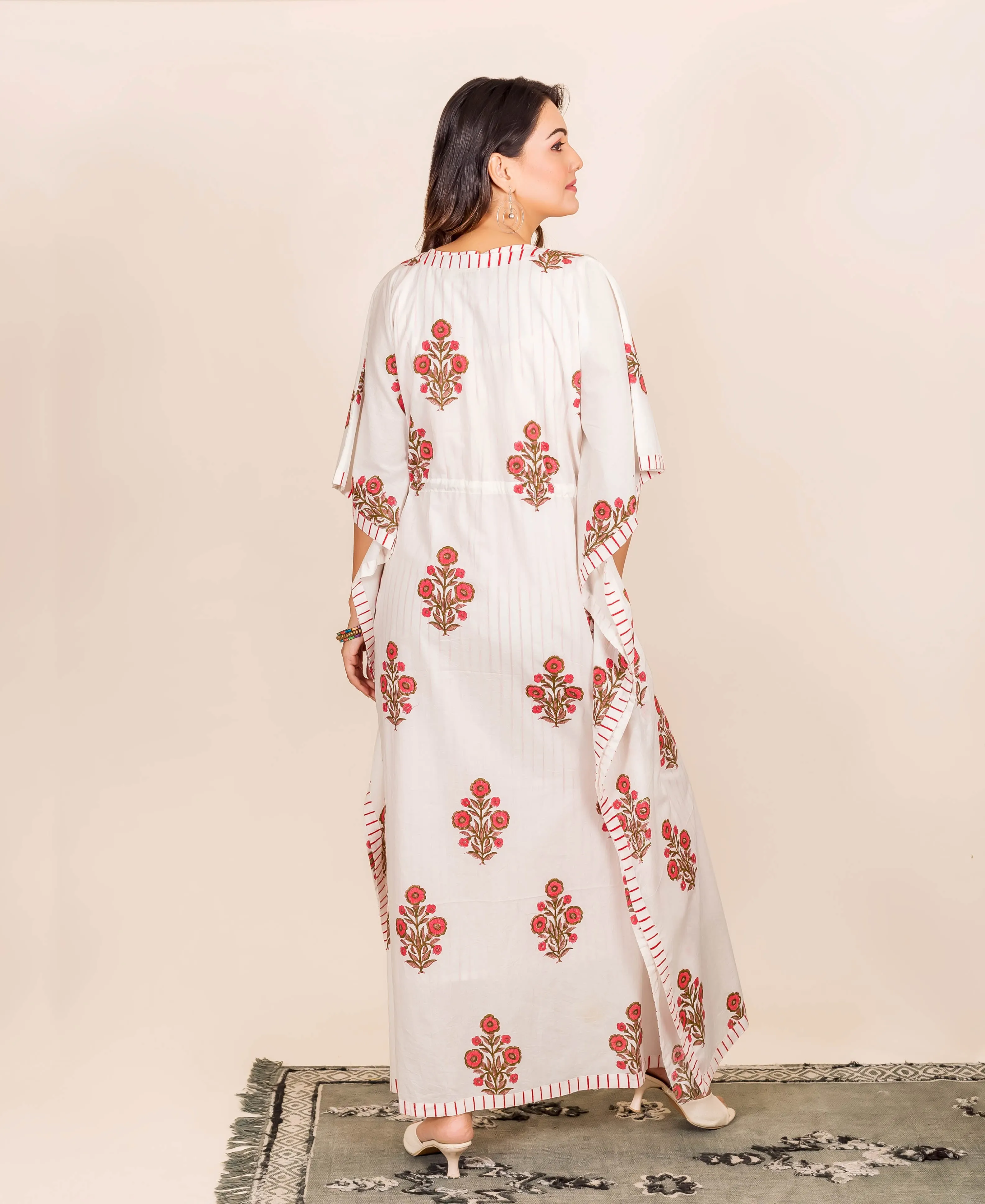 Kaftan Style 2 Piece White Home Wear