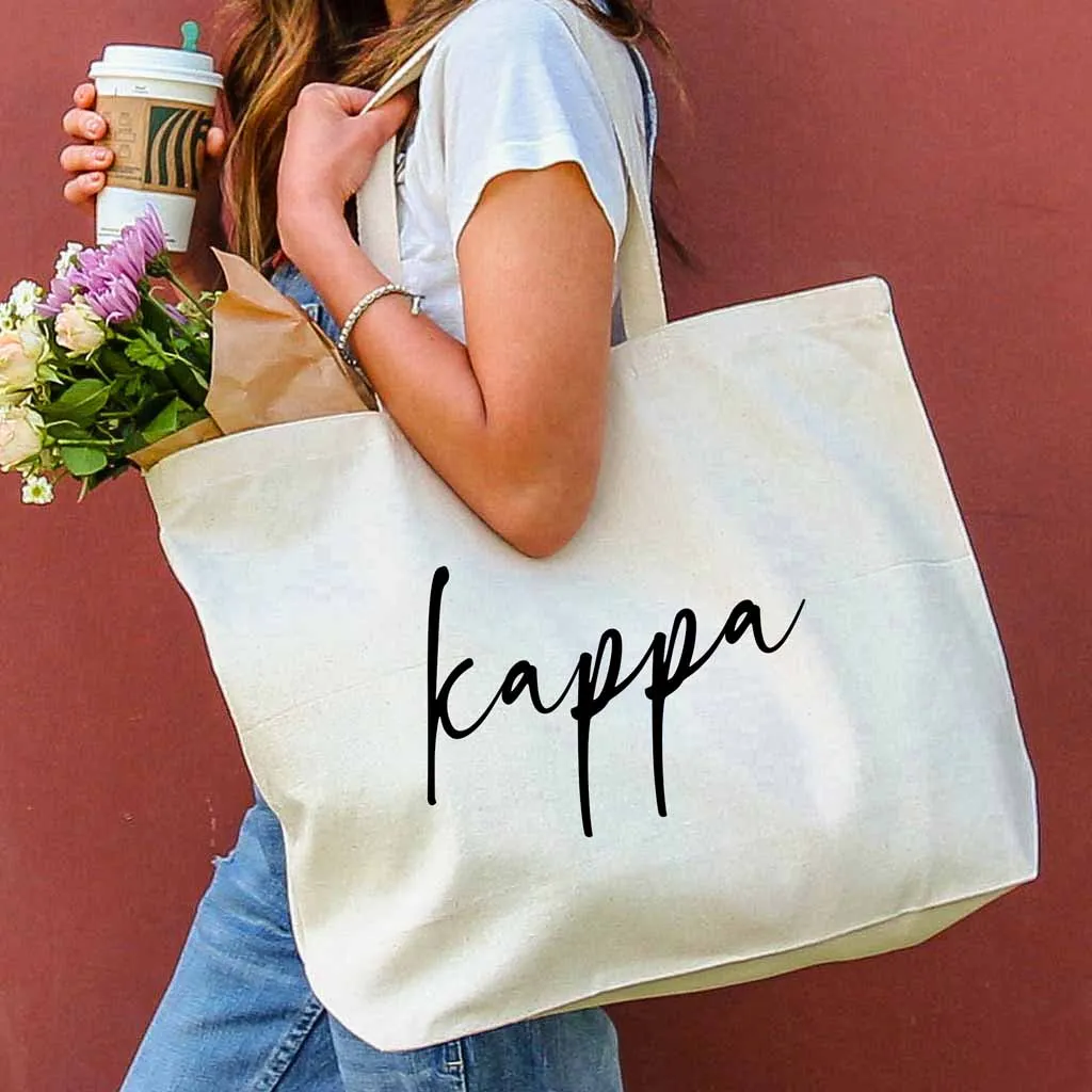 Kappa Kappa Gamma Script Writing Nickname Canvas Tote Bag