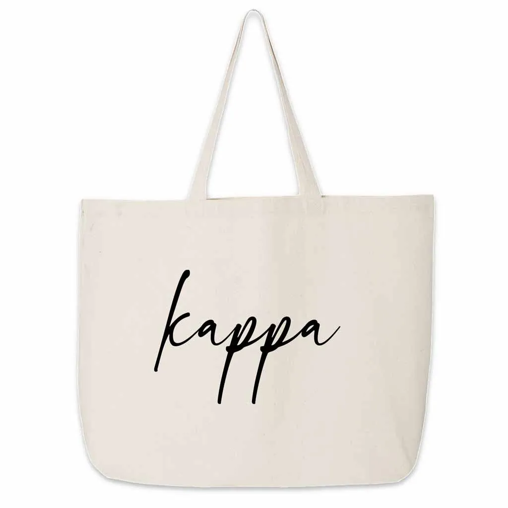 Kappa Kappa Gamma Script Writing Nickname Canvas Tote Bag