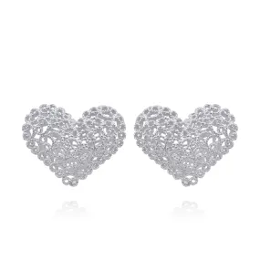 KATE SILVER HEARTS STUDS EARRINGS FILIGREE