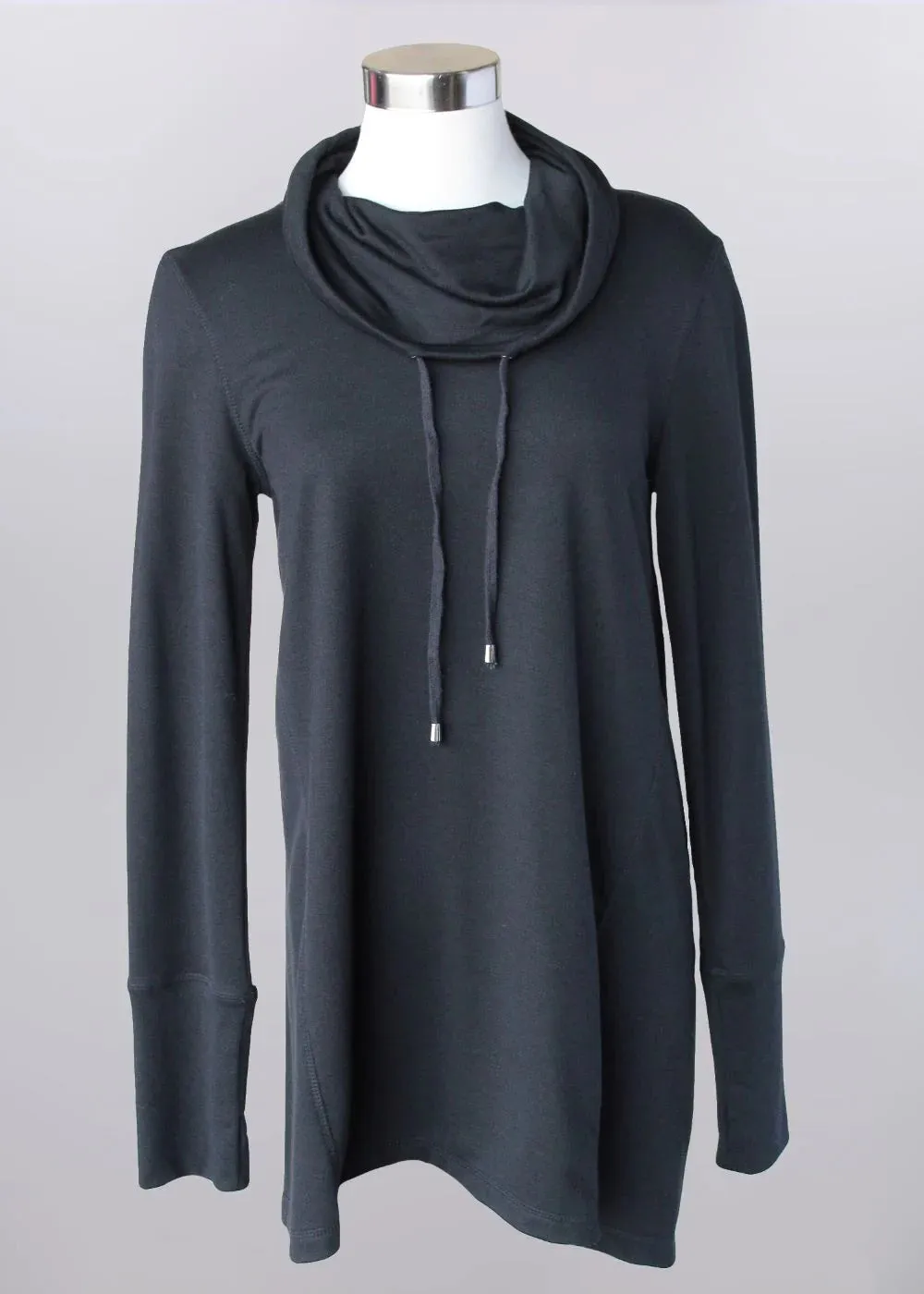 'Keren Hart' Women's Cowl Neck Tunic - Black (Ext. Sizes)