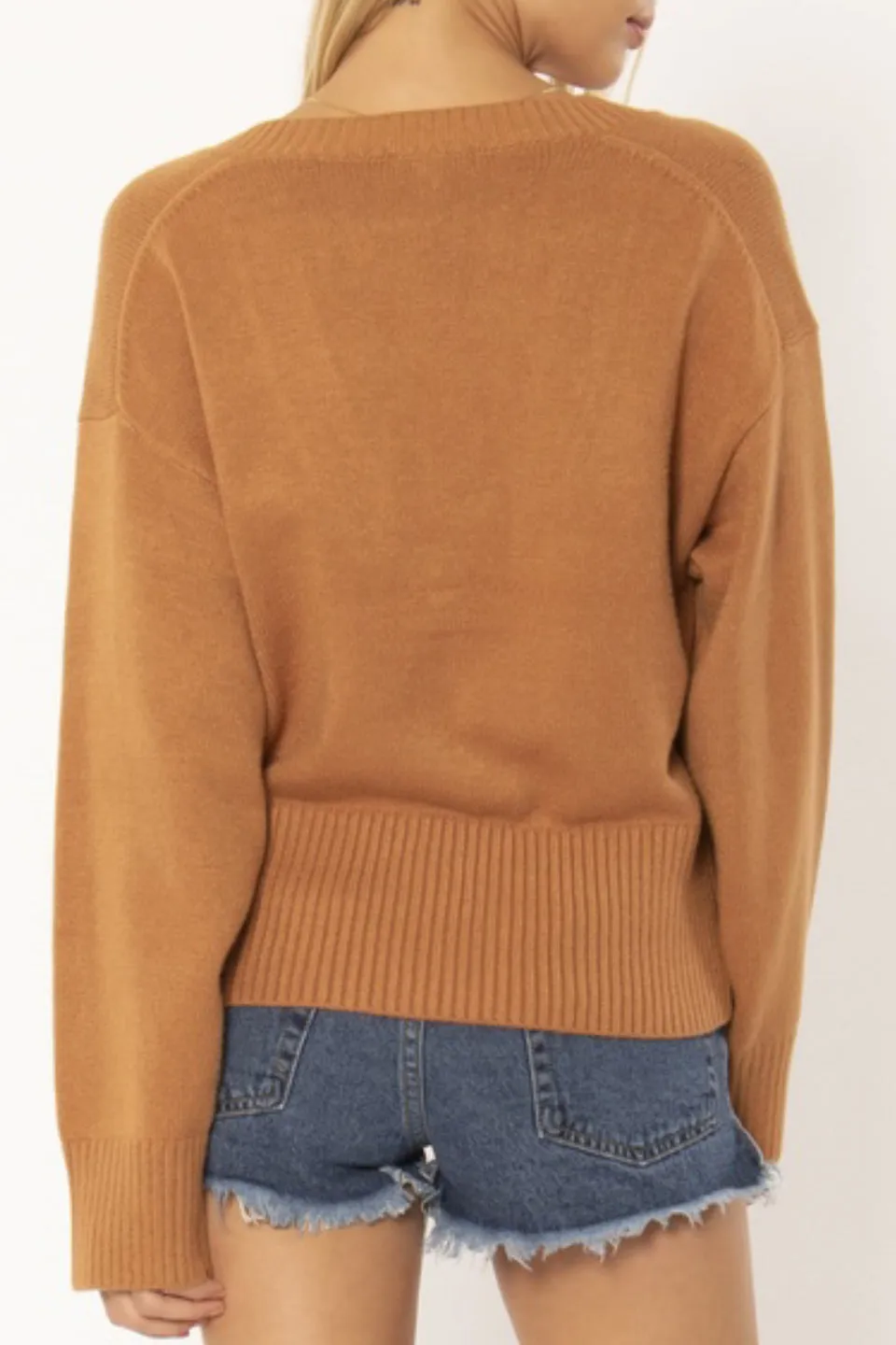 Keri V Neck Tamarind Terracotta Knit Jumper