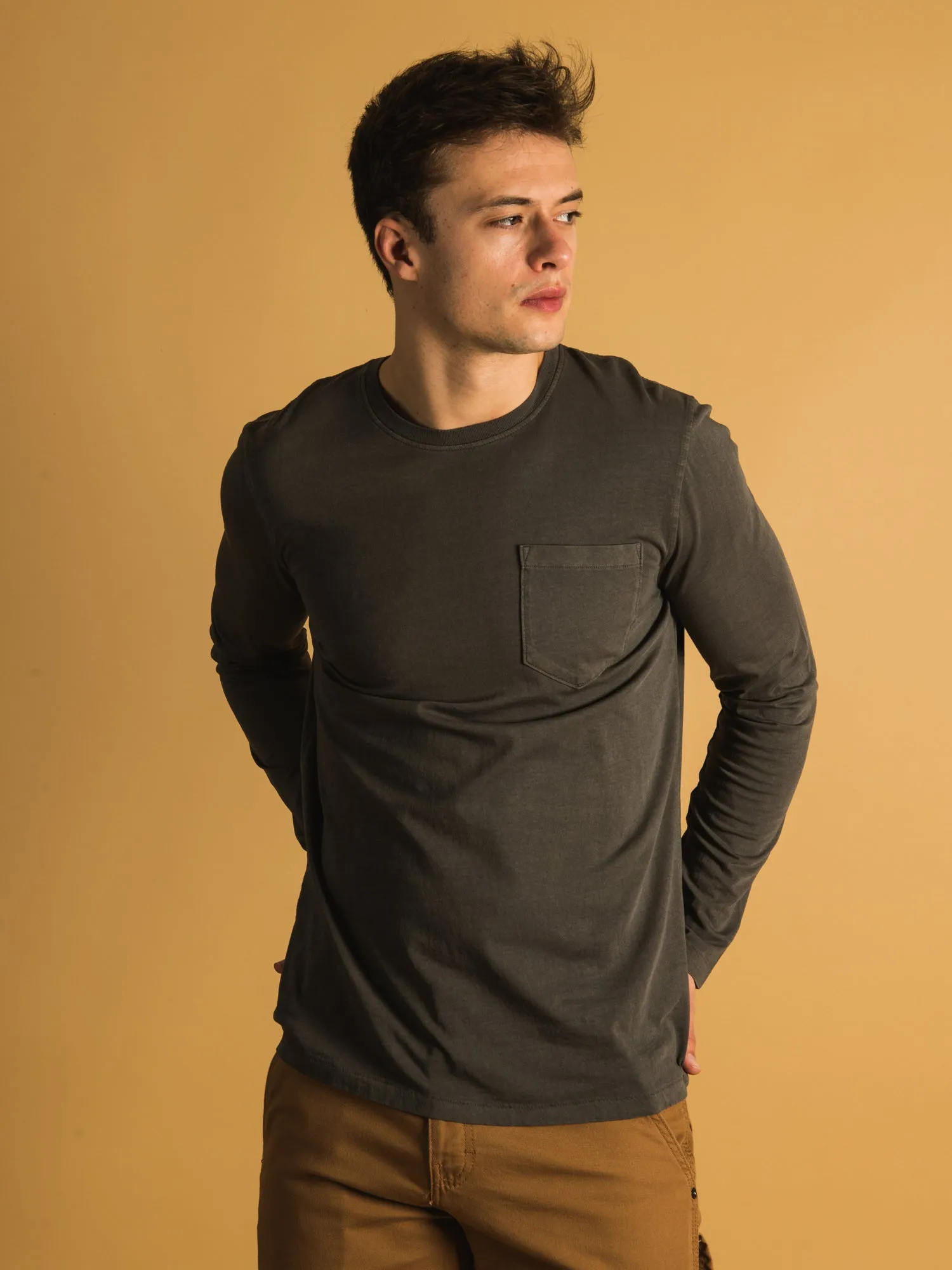 KOLBY GARMENT DYE POCKET LONG SLEEVE TEE - CLEARANCE