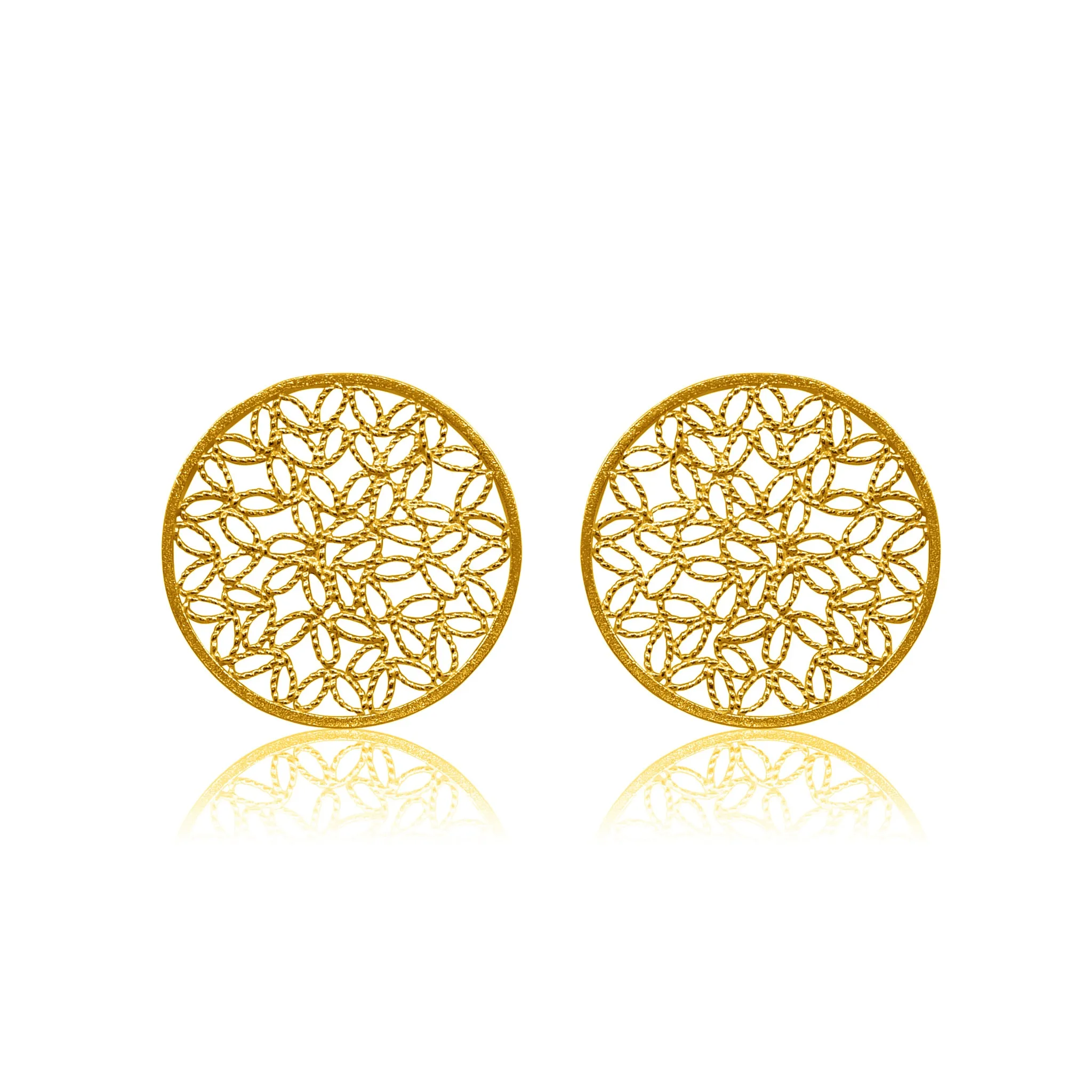 KRIN SOLID GOLD 18K STUD EARRINGS FILIGREE