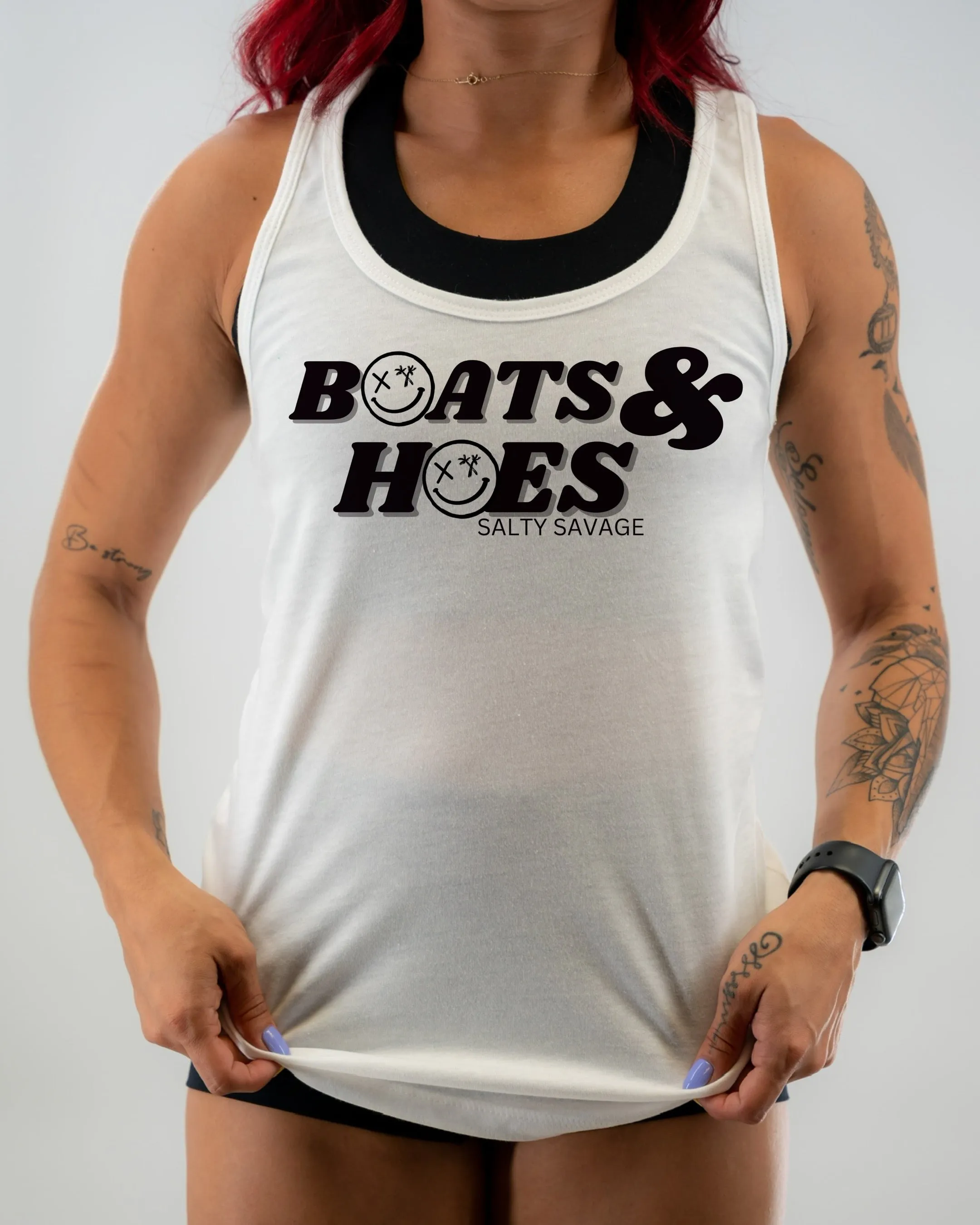 Ladies “BOATS & HOES" Racerback Tank Top