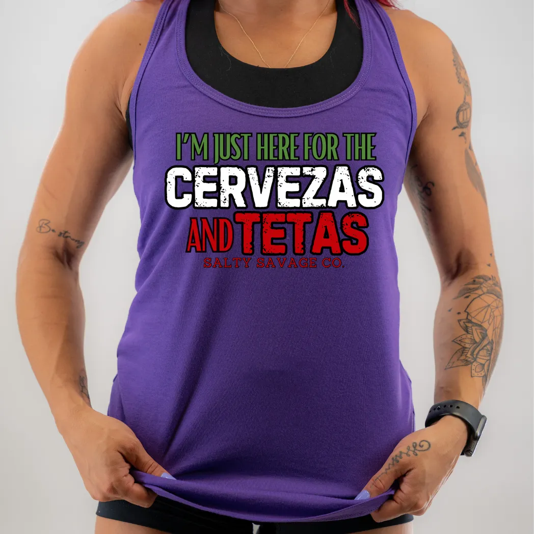 Ladies "CERVEZAS AND TETAS" Racerback Tank | Cinco De Mayo Edition V2