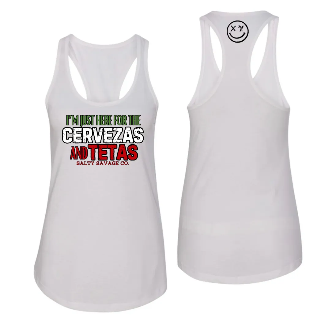 Ladies "CERVEZAS AND TETAS" Racerback Tank | Cinco De Mayo Edition V2