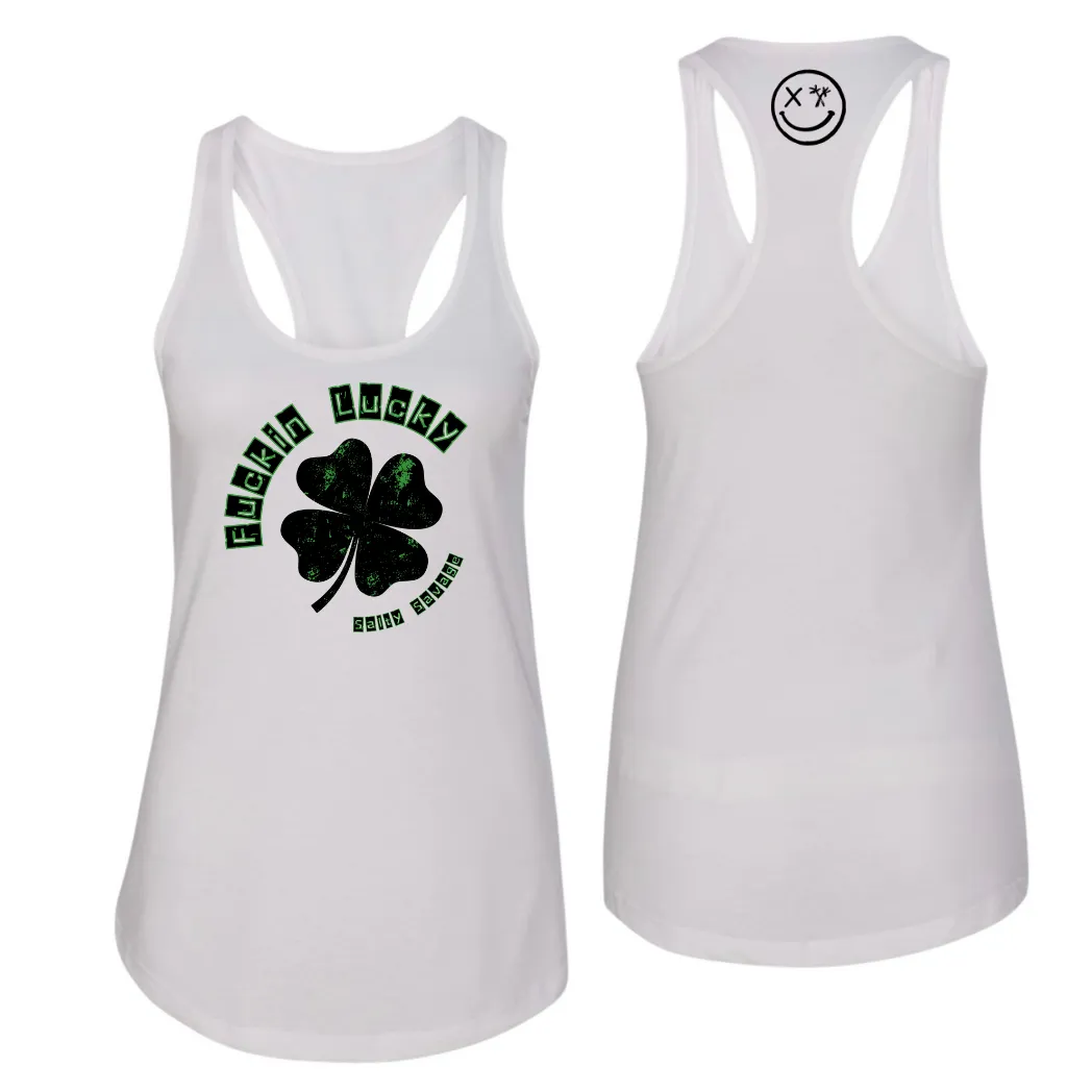 Ladies "Fuckin Lucky" Racerback Tank