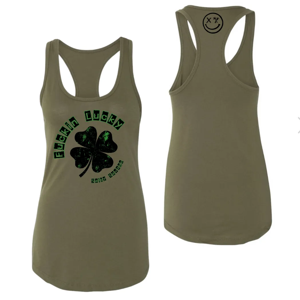 Ladies "Fuckin Lucky" Racerback Tank