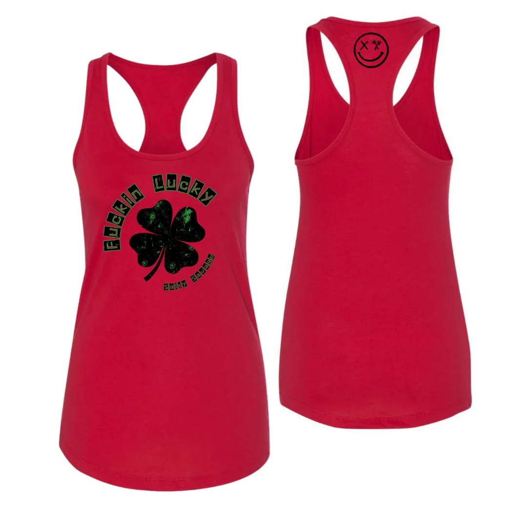 Ladies "Fuckin Lucky" Racerback Tank