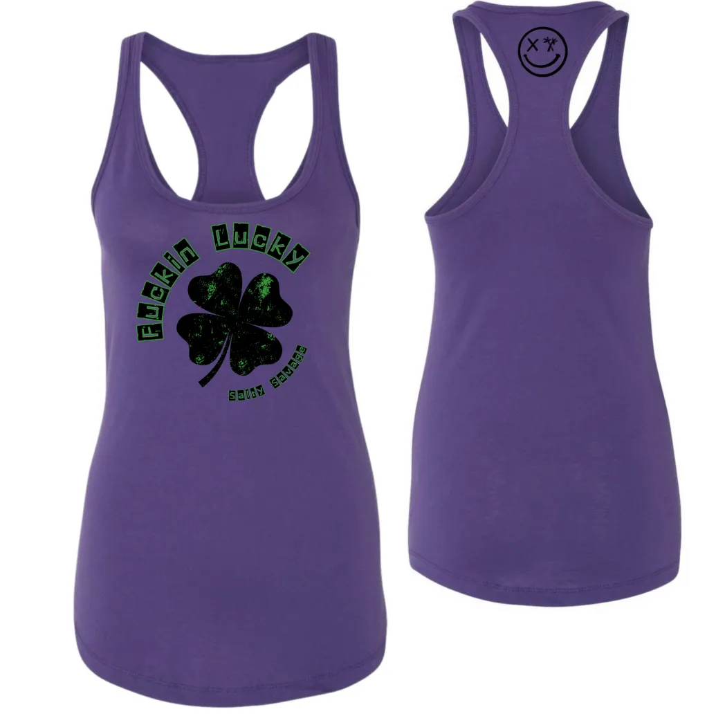 Ladies "Fuckin Lucky" Racerback Tank