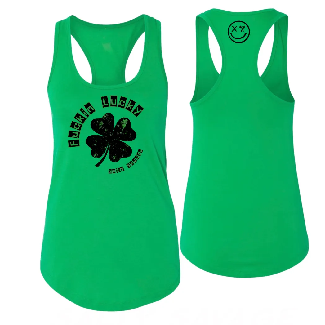 Ladies "Fuckin Lucky" Racerback Tank